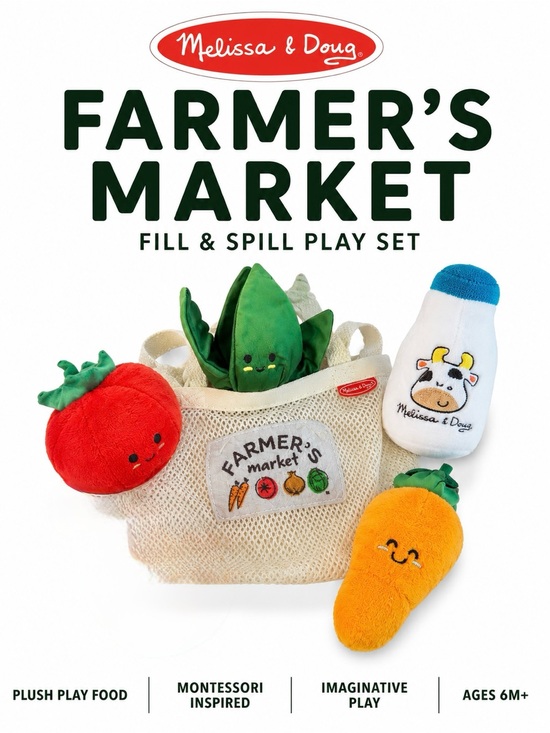Melissa & Doug Other - Melissa & Doug Farmer’s Market Fill & Spill Plush Play Food Set Mesh Tote Toy